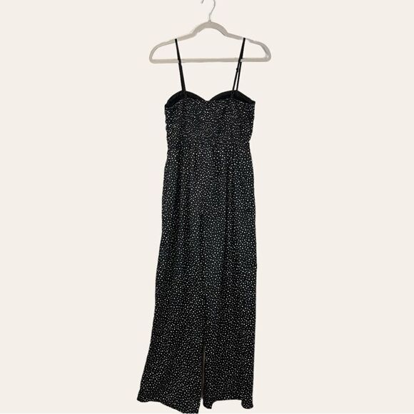 Band of Gypsies Jumpsuit Black White Polka Dot Wide Leg Smocked Back Size S - Picture 2 of 11